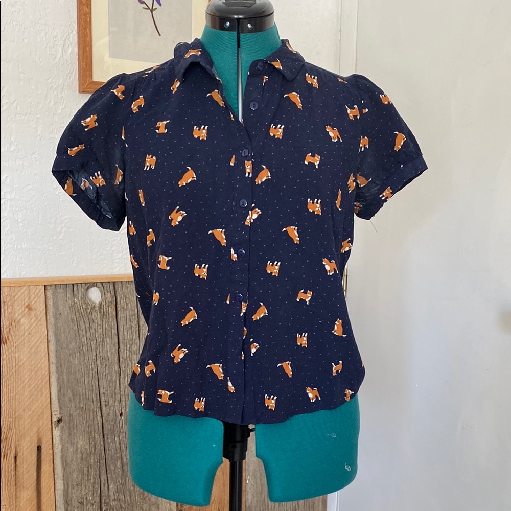 Corgie Print Button-Up Princess Highway